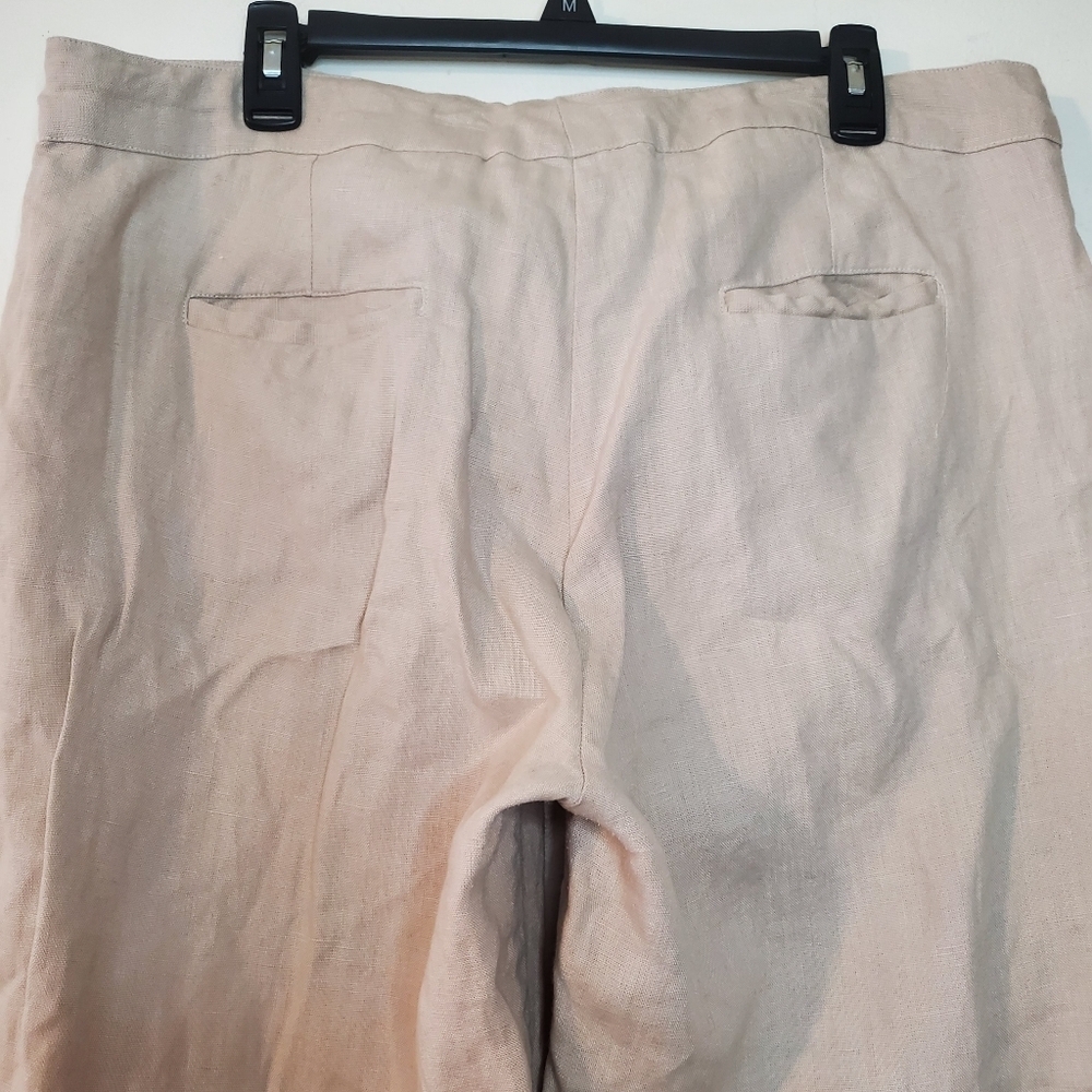 Fabindia Linen Pants Size XL Womens Highwaist Cropped Coastal - Picture 6 of 11